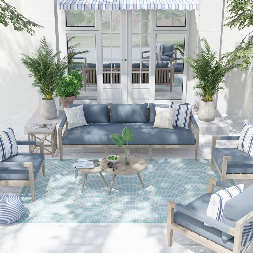 Barika Teal 5'3 x 7' Indoor/Outdoor Rug - Thumbnail - Image 4