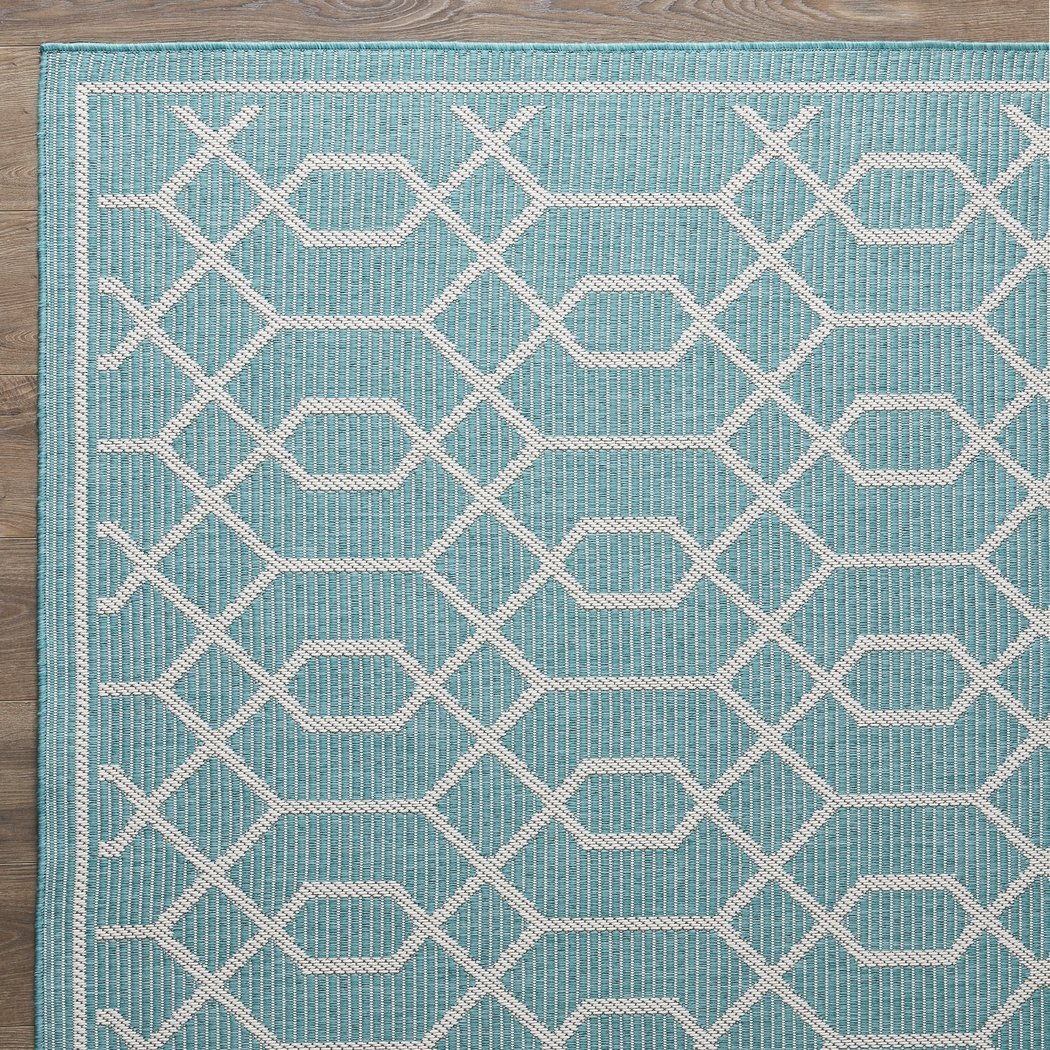 Barika Teal 5'3 x 7' Indoor/Outdoor Rug - Thumbnail - Image 6
