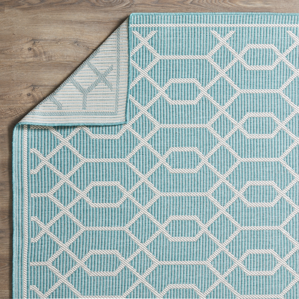Barika Teal 5'3 x 7' Indoor/Outdoor Rug - Thumbnail - Image 9