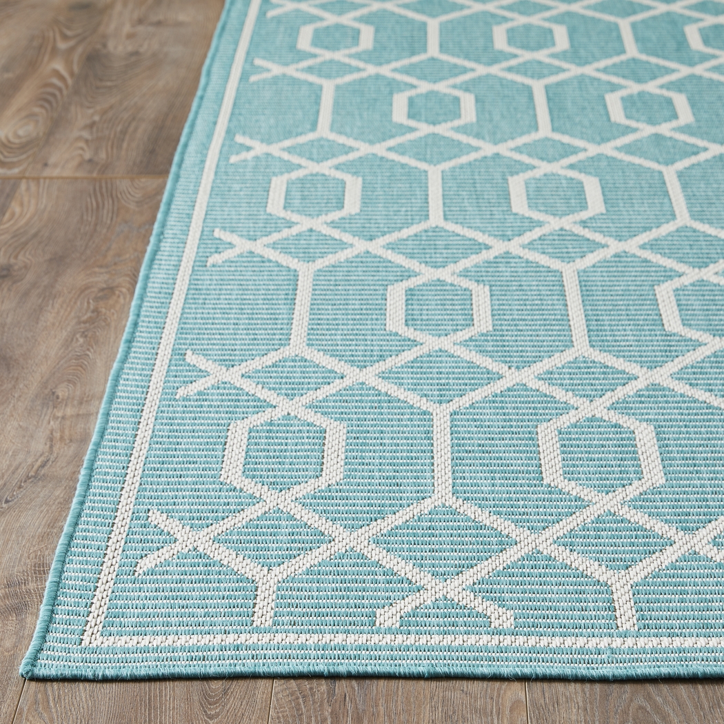 Barika Teal 7'10 x 9'10 Indoor/Outdoor Rug - Thumbnail - Image 11