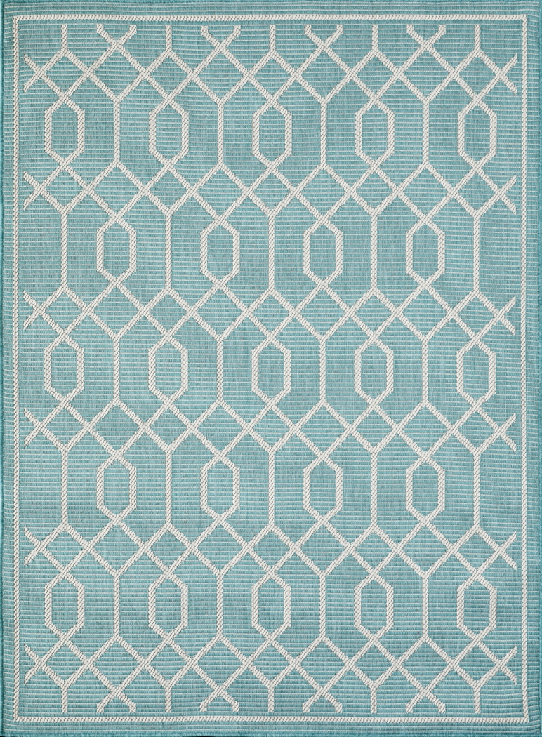 Barika Teal 7'10 x 9'10 Indoor/Outdoor Rug - Thumbnail - Image 12