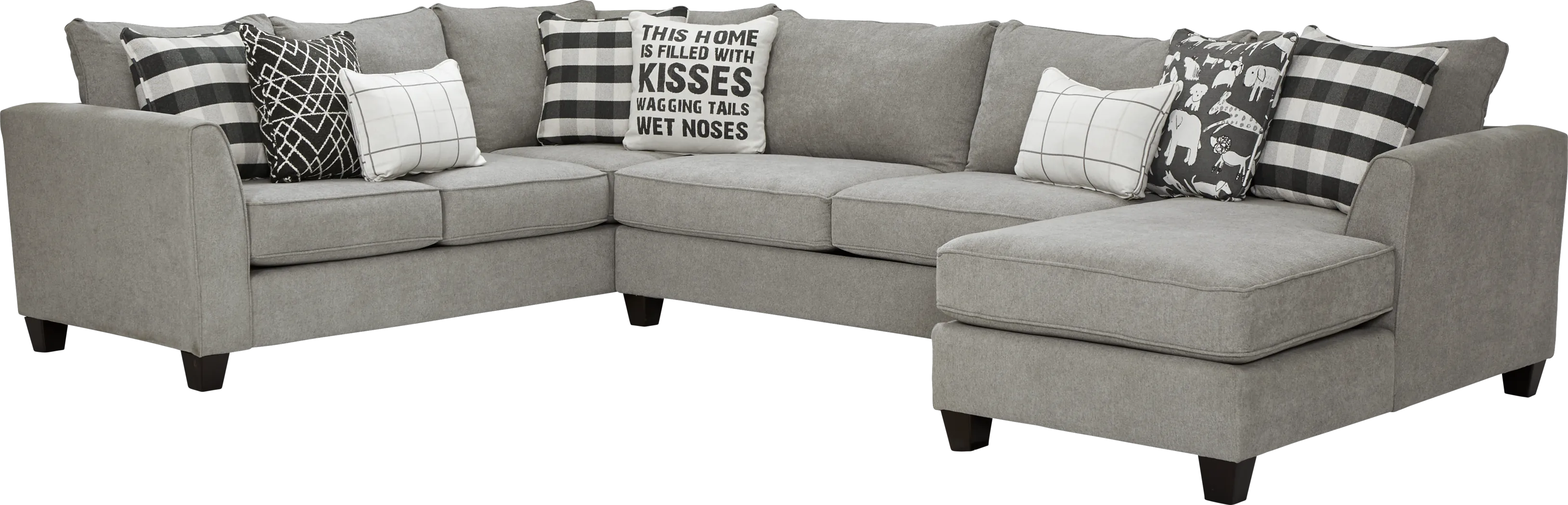 Barkley Heights Gray 3 Pc Gel Foam Sleeper Sectional - Thumbnail - Image 1