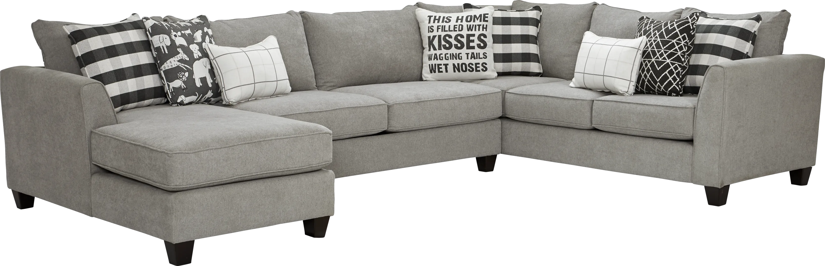 Barkley Heights Gray 3 Pc Gel Foam Sleeper Sectional - Thumbnail - Image 1