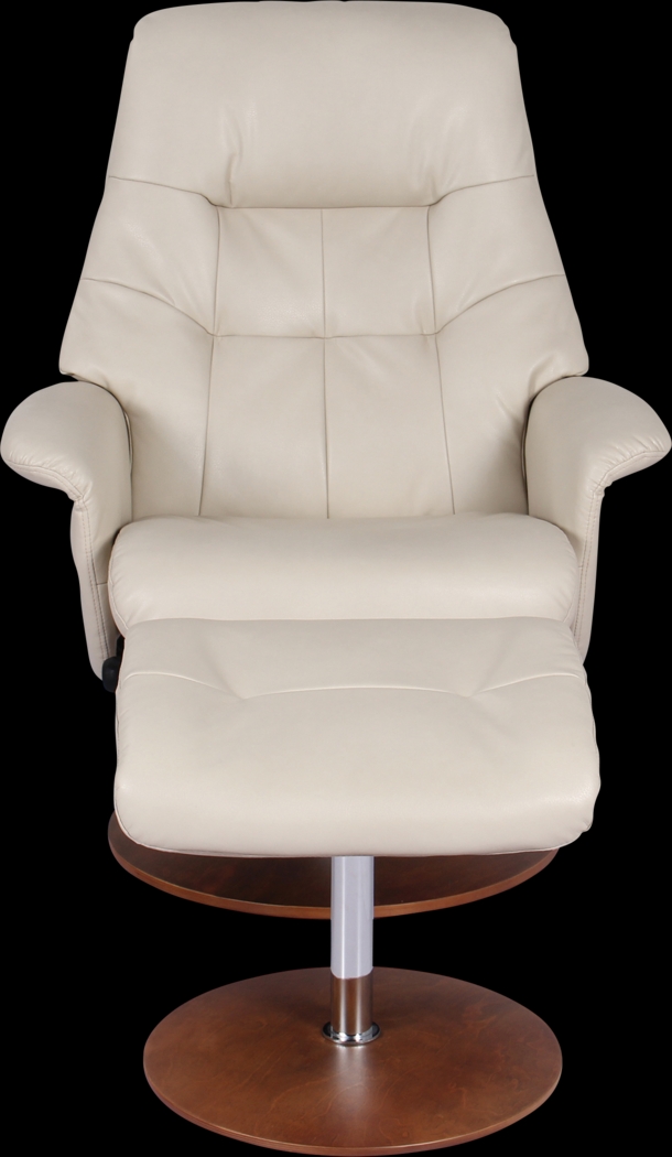 Barmot Beige Recliner & Ottoman - Thumbnail - Image 2