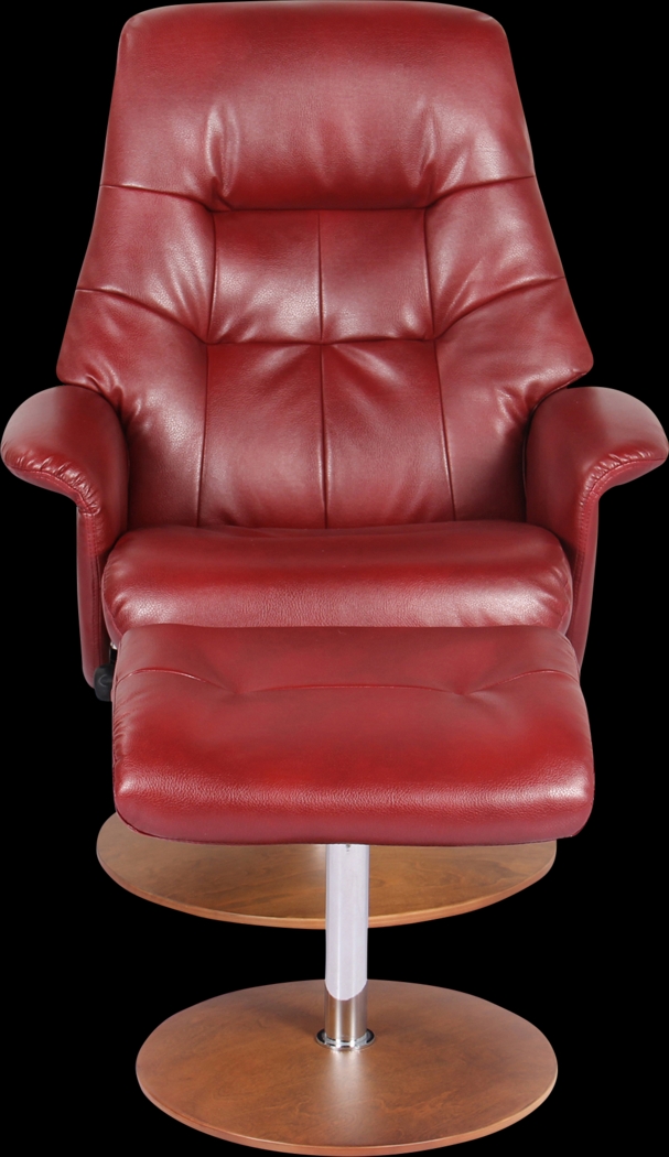 Barmot Red Recliner & Ottoman - Thumbnail - Image 2