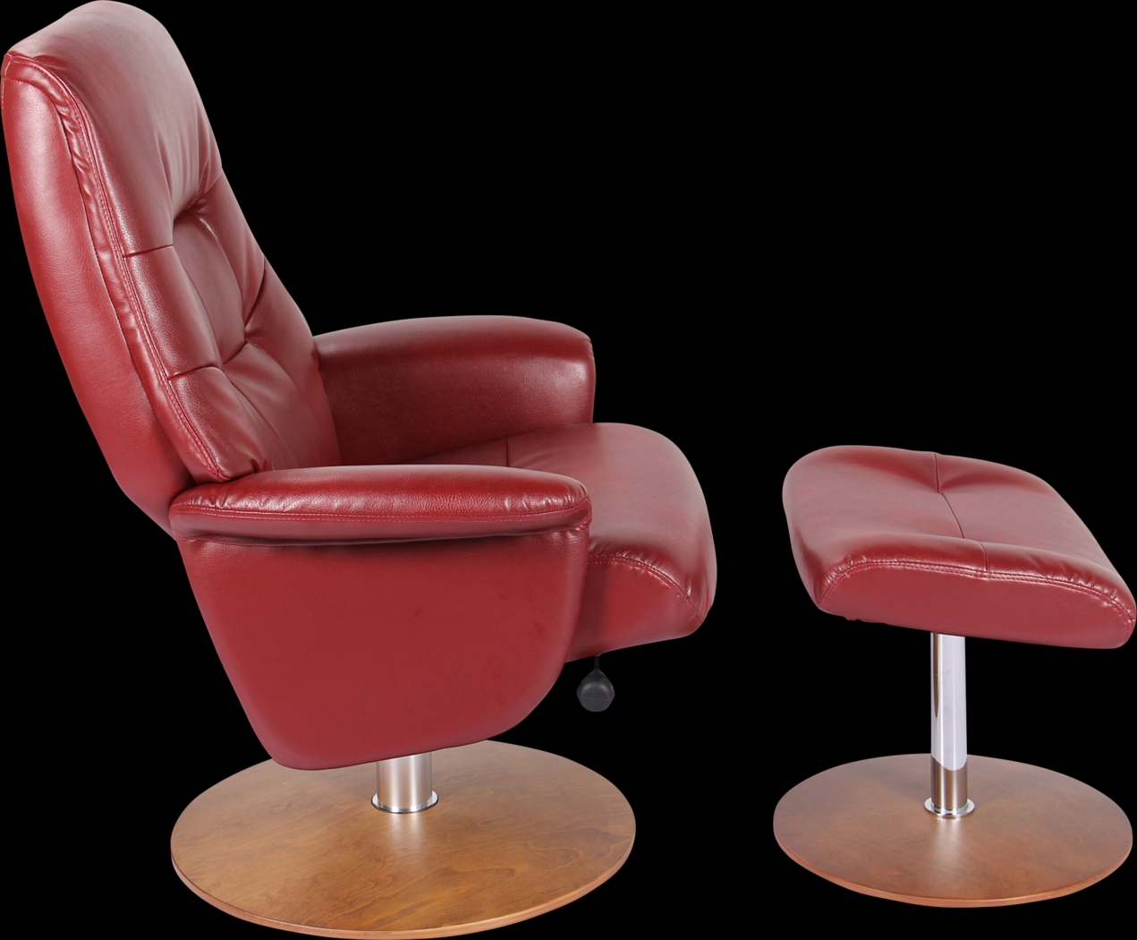 Barmot Red Recliner & Ottoman - Thumbnail - Image 3