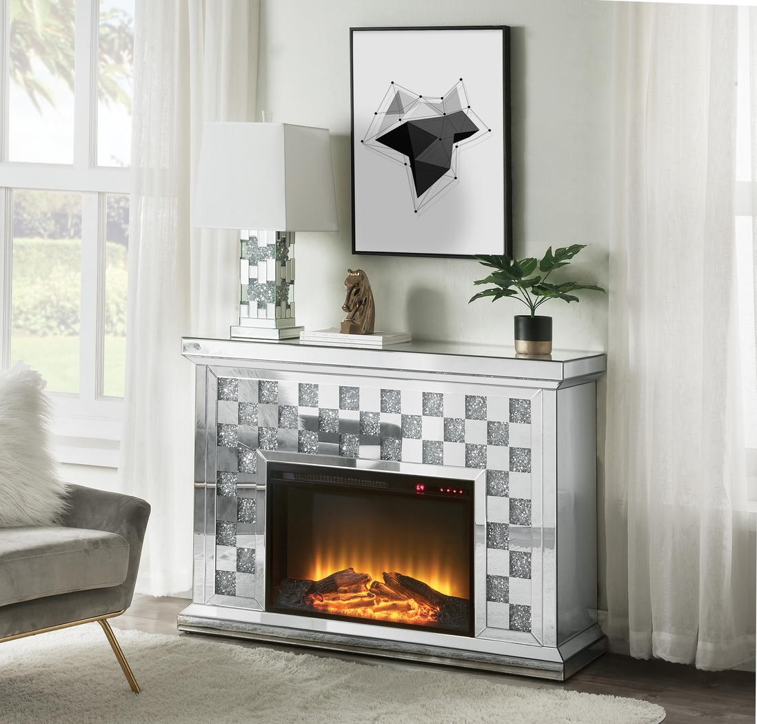 Barnoak Silver 48 in. Console, With Electric Fireplace - Thumbnail - Image 2