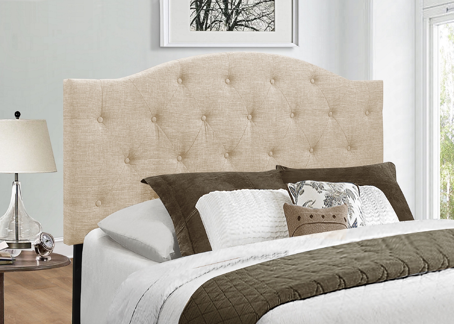 Barnsdale Beige Full/Queen Upholstered Headboard - Thumbnail - Image 3