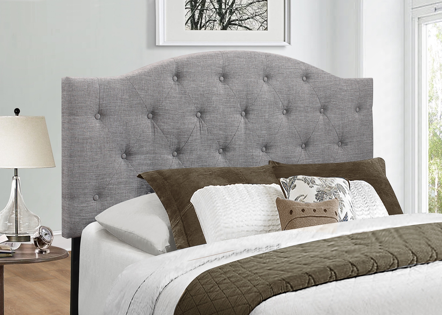 Barnsdale Gray Full/Queen Upholstered Headboard - Thumbnail - Image 3