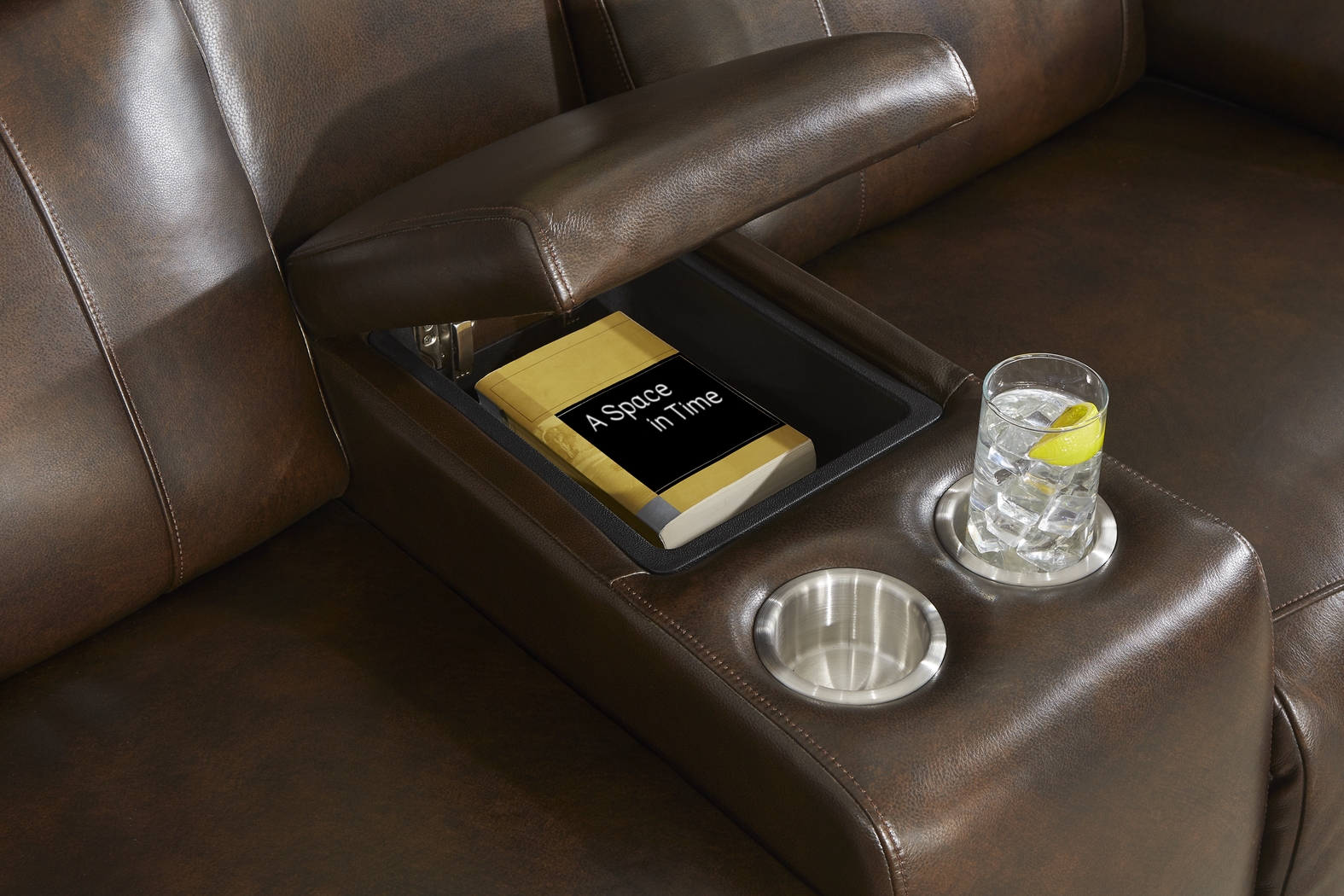 Barolo Brown Leather Triple Power Reclining Console Loveseat - Thumbnail - Image 4