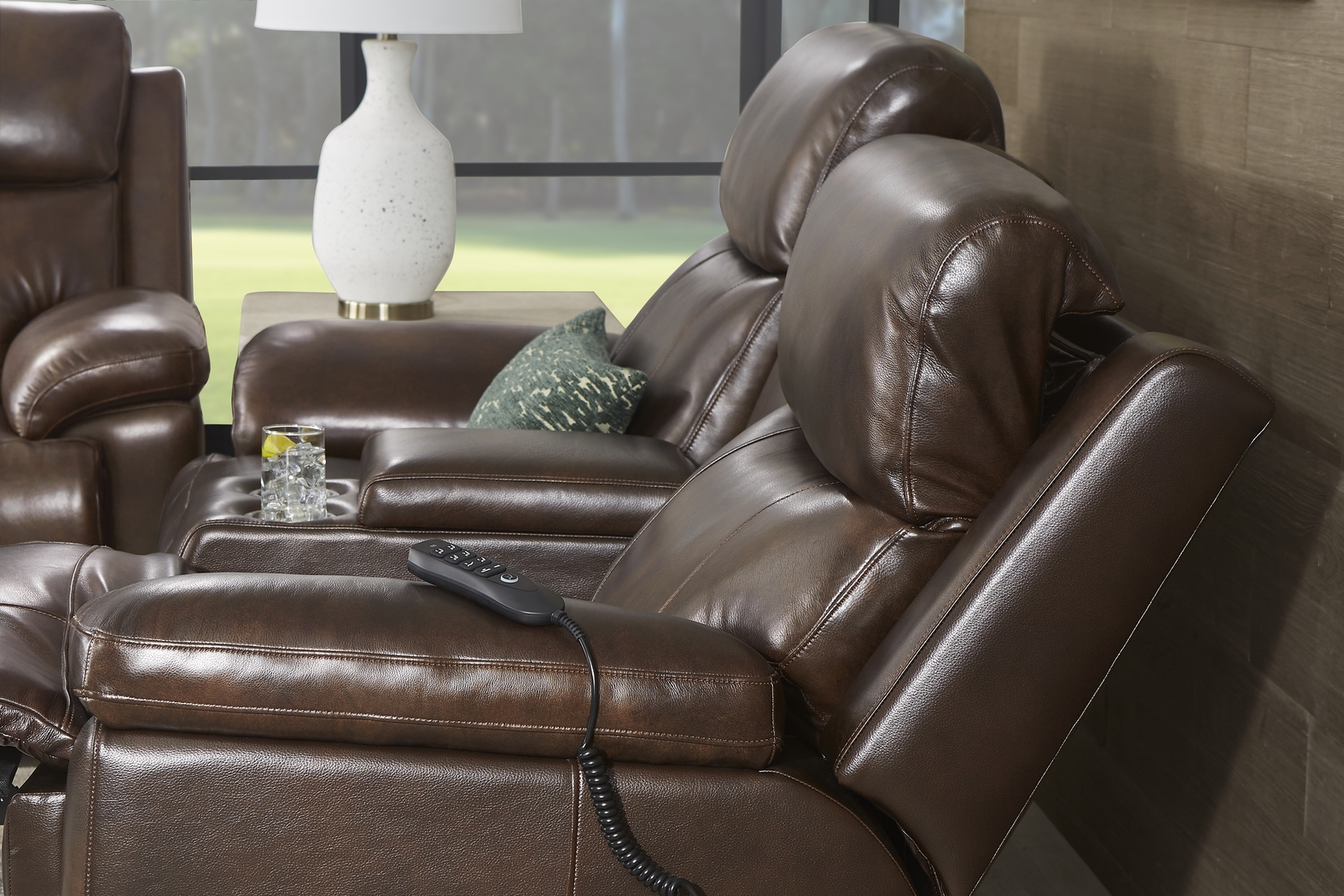 Barolo Brown Leather 8 Pc Triple Power Reclining Living Room with Massage and Heat - Thumbnail - Image 16