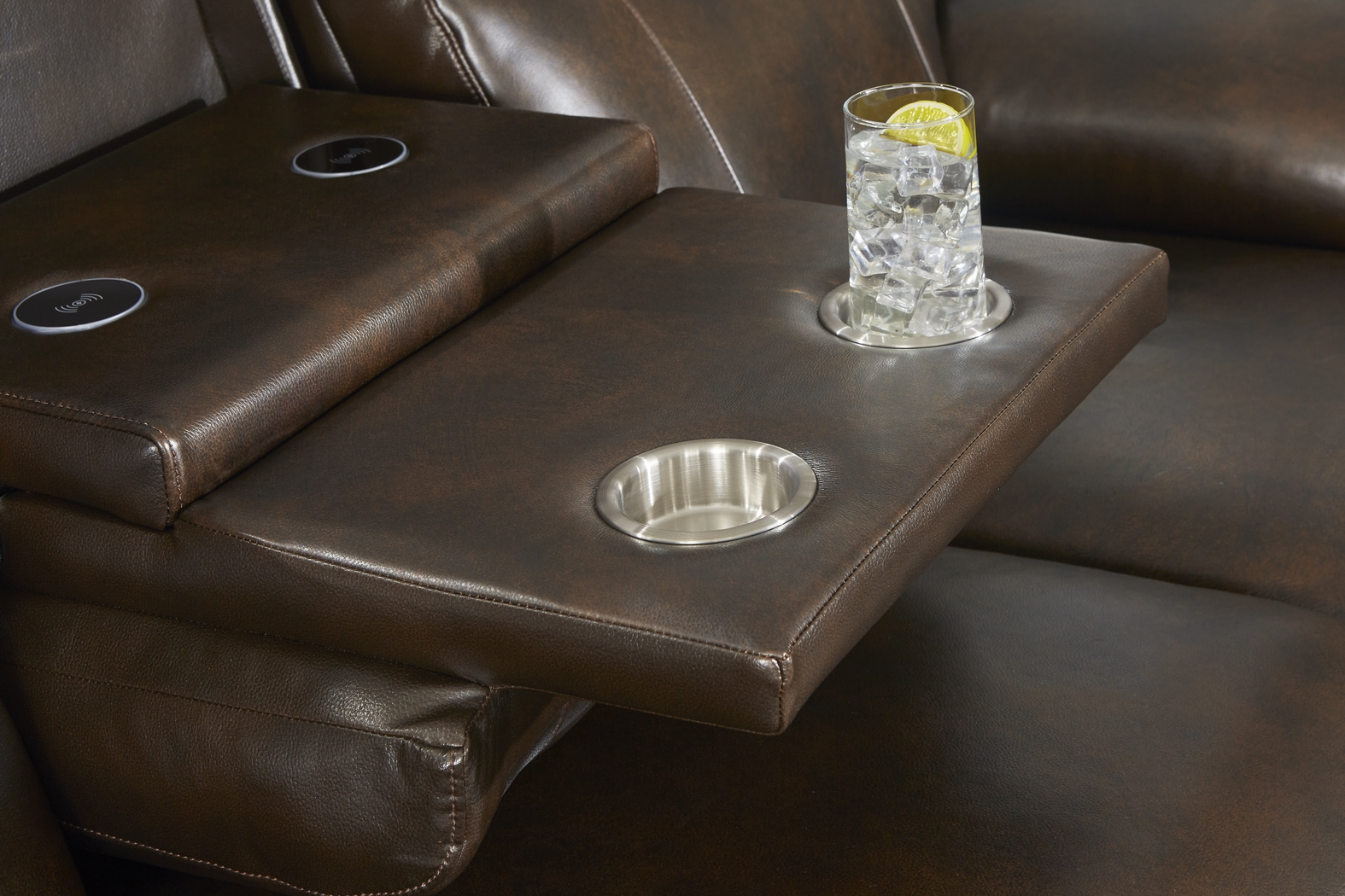 Barolo Brown Leather 5 Pc Triple Power Reclining Living Room with Massage and Heat - Thumbnail - Image 5