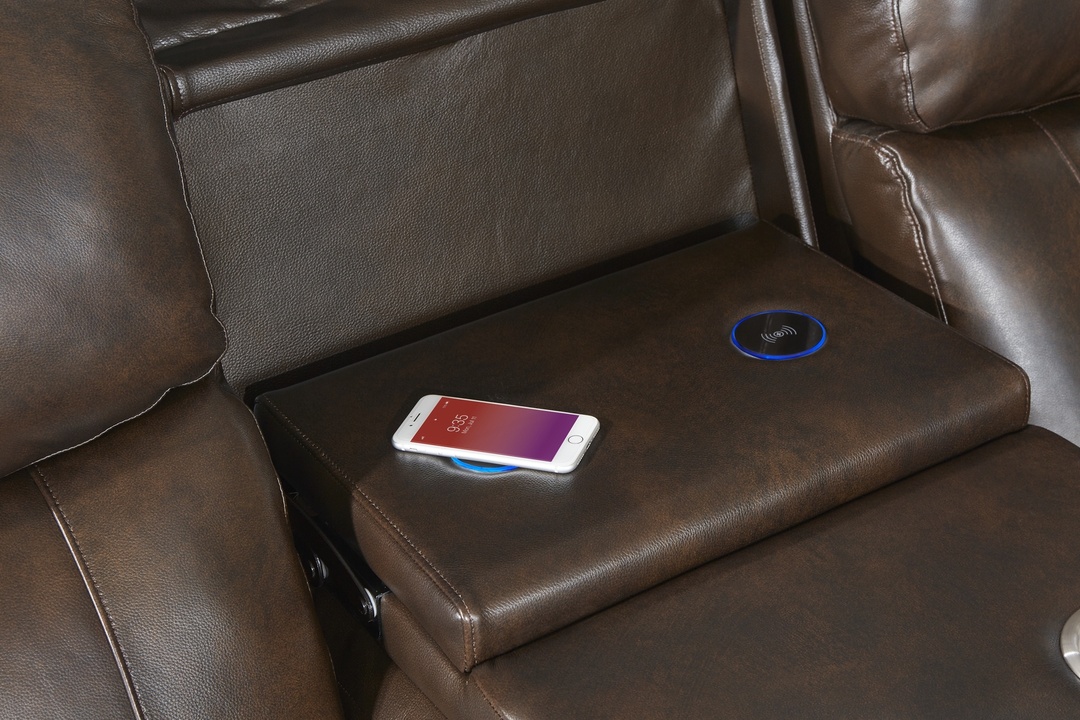 Barolo Brown Leather 8 Pc Triple Power Reclining Living Room with Massage and Heat - Thumbnail - Image 8