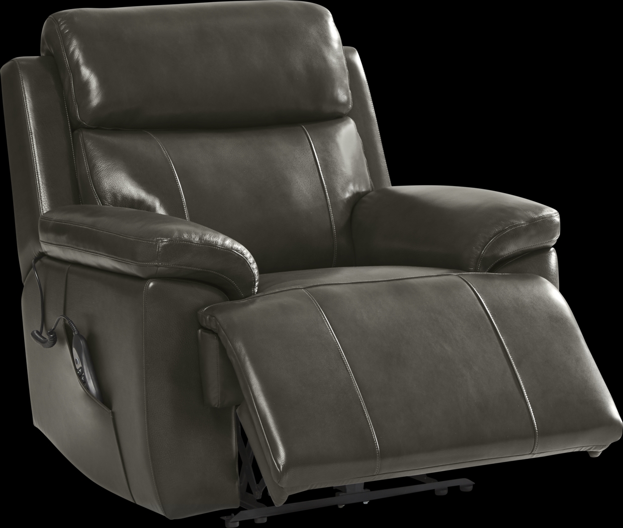 Barolo Dark Gray Leather Triple Power Recliner with Massage and Heat - Thumbnail - Image 3