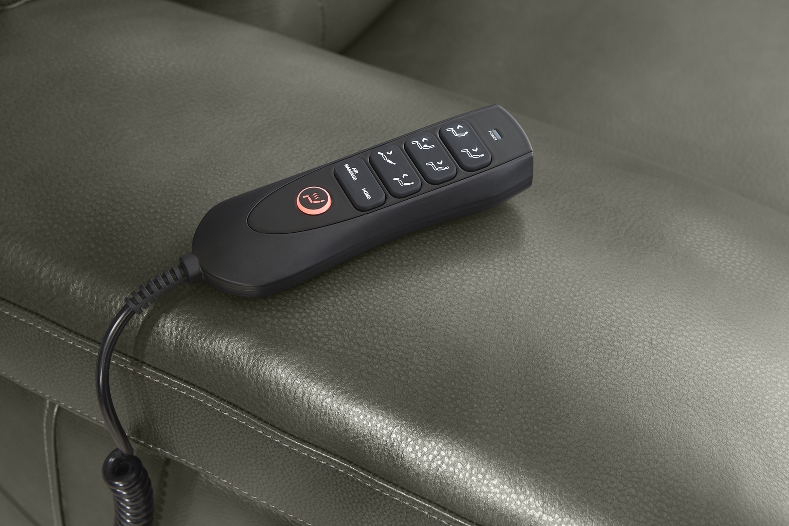 Barolo Dark Gray Leather Triple Power Recliner with Massage and Heat - Thumbnail - Image 4