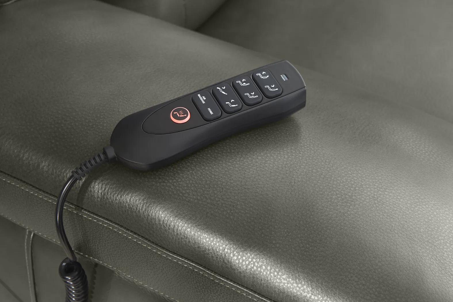 Barolo Dark Gray Leather Triple Power Reclining Console Loveseat with Massage and Heat - Image 7