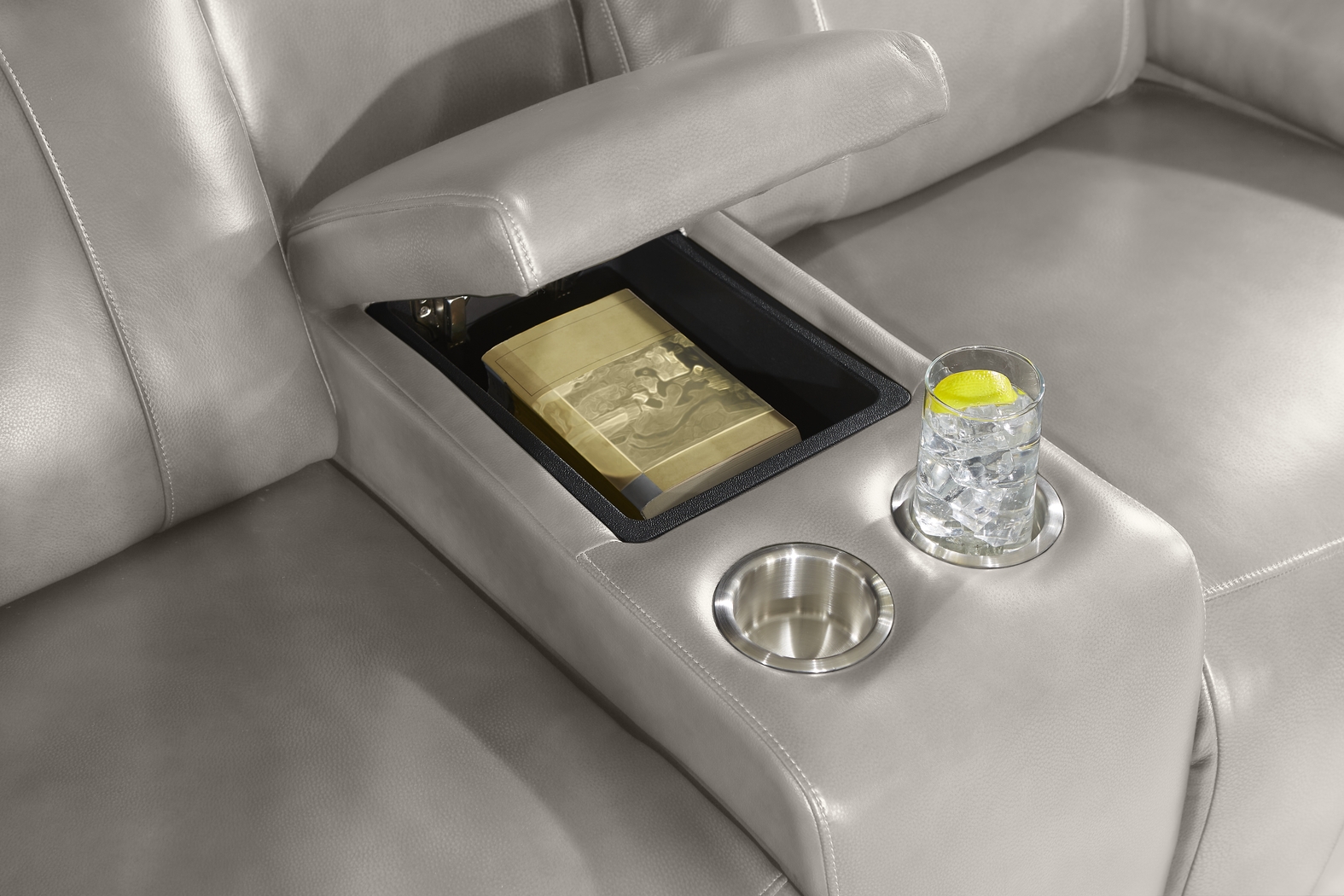 Barolo Dove Leather 5 Pc Triple Power Reclining Living Room with Massage and Heat - Thumbnail - Image 13