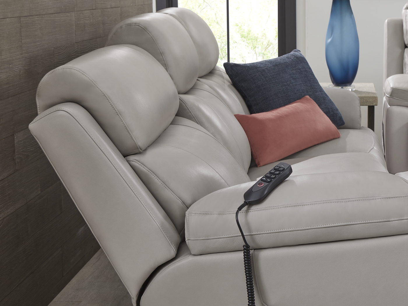 Barolo Dove Leather 5 Pc Triple Power Reclining Living Room with Massage and Heat - Thumbnail - Image 6