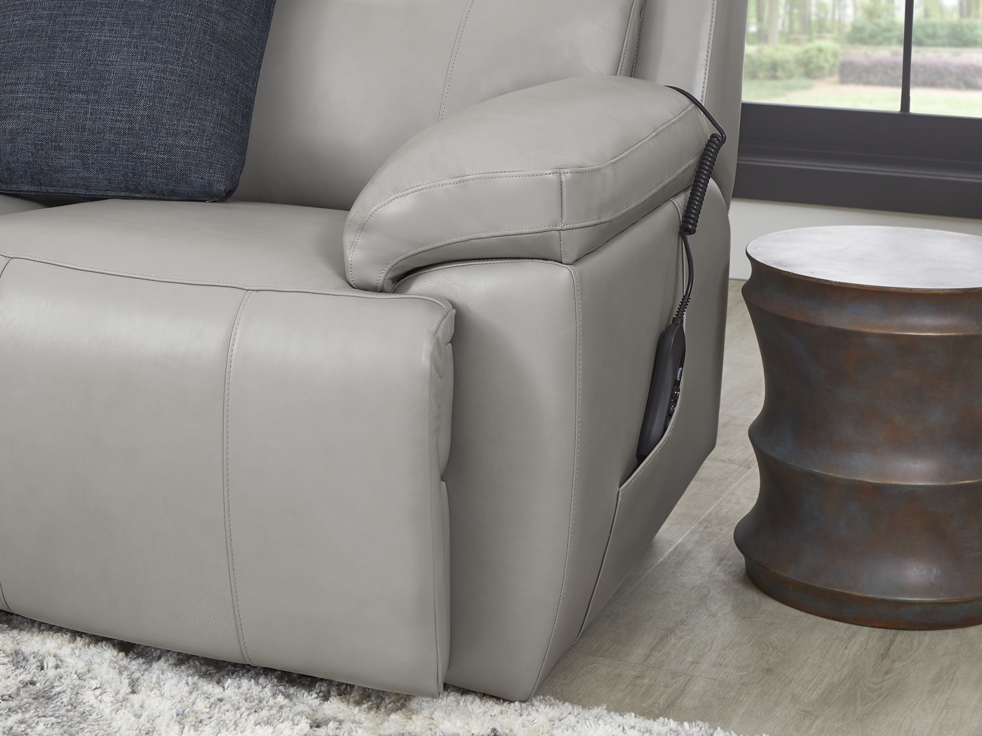 Barolo Dove Leather 5 Pc Triple Power Reclining Living Room with Massage and Heat - Thumbnail - Image 8