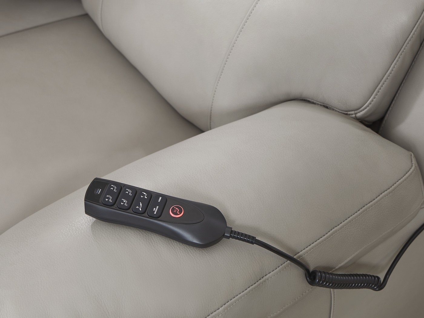 Barolo Dove Leather 5 Pc Triple Power Reclining Living Room with Massage and Heat - Thumbnail - Image 10