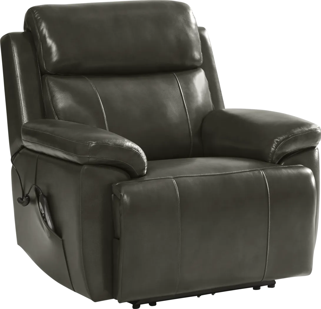 Barolo Gray Leather 3 Pc Triple Power Reclining Living Room with Massage and Heat - Thumbnail - Image 21