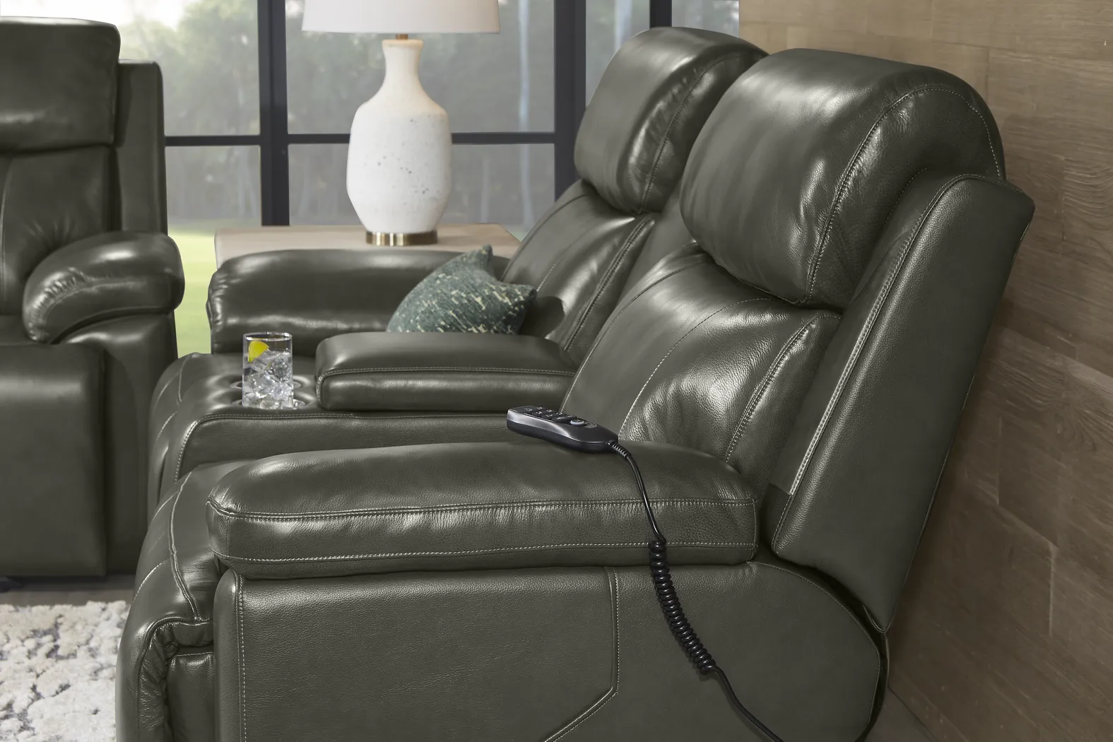Barolo Gray Leather 3 Pc Triple Power Reclining Living Room with Massage and Heat - Thumbnail - Image 17
