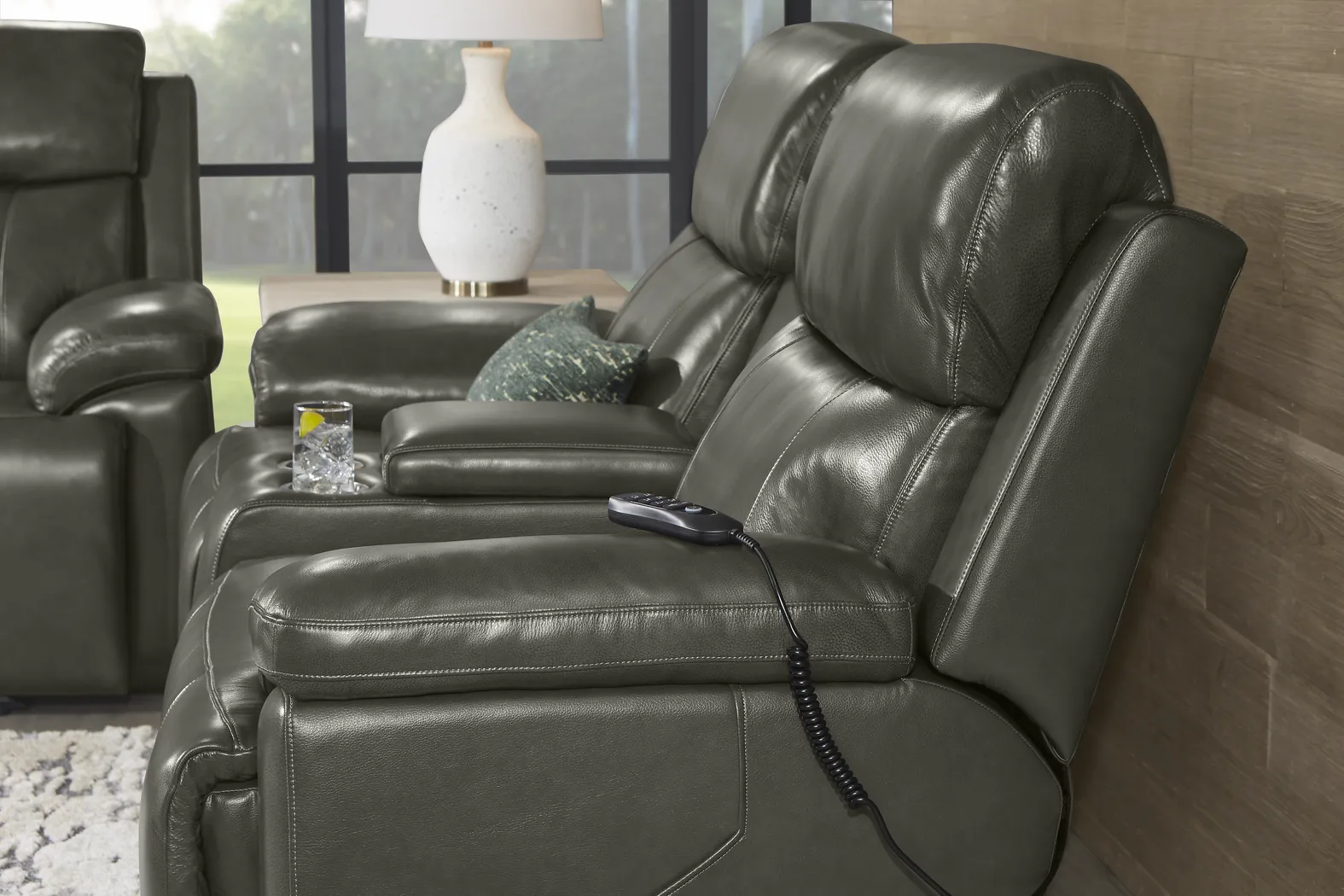 Barolo Gray Leather 3 Pc Triple Power Reclining Living Room with Massage and Heat - Thumbnail - Image 18