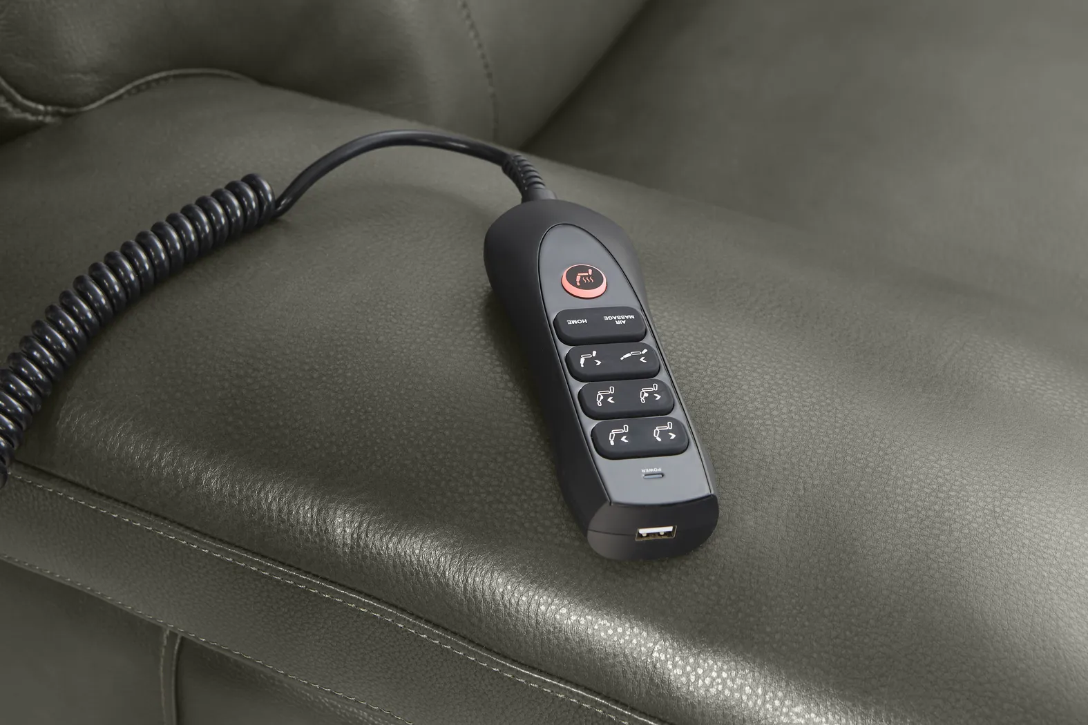 Barolo Gray Leather 3 Pc Triple Power Reclining Living Room with Massage and Heat - Thumbnail - Image 20