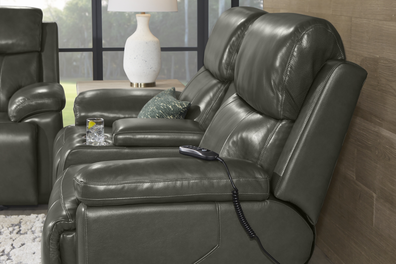 Barolo Gray Leather 8 Pc Triple Power Reclining Living Room with Massage and Heat - Thumbnail - Image 20