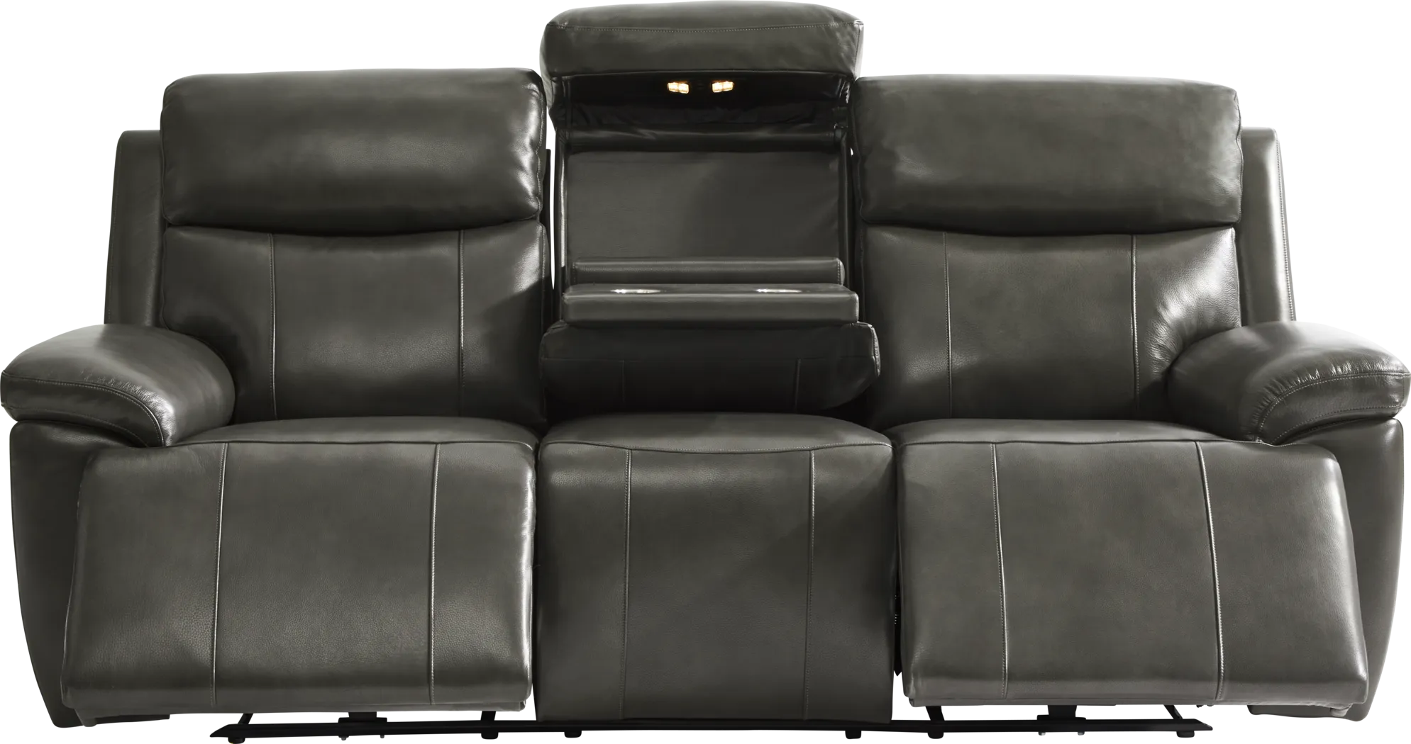 Barolo Gray Leather 3 Pc Triple Power Reclining Living Room with Massage and Heat - Thumbnail - Image 5