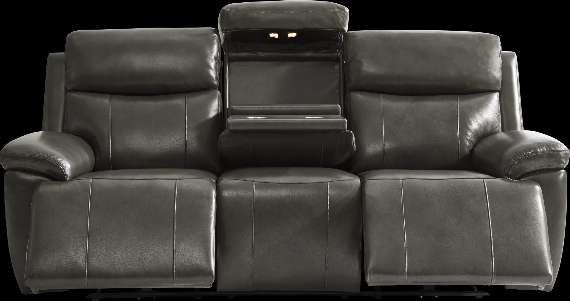 Barolo Gray Leather 8 Pc Triple Power Reclining Living Room with Massage and Heat - Thumbnail - Image 5