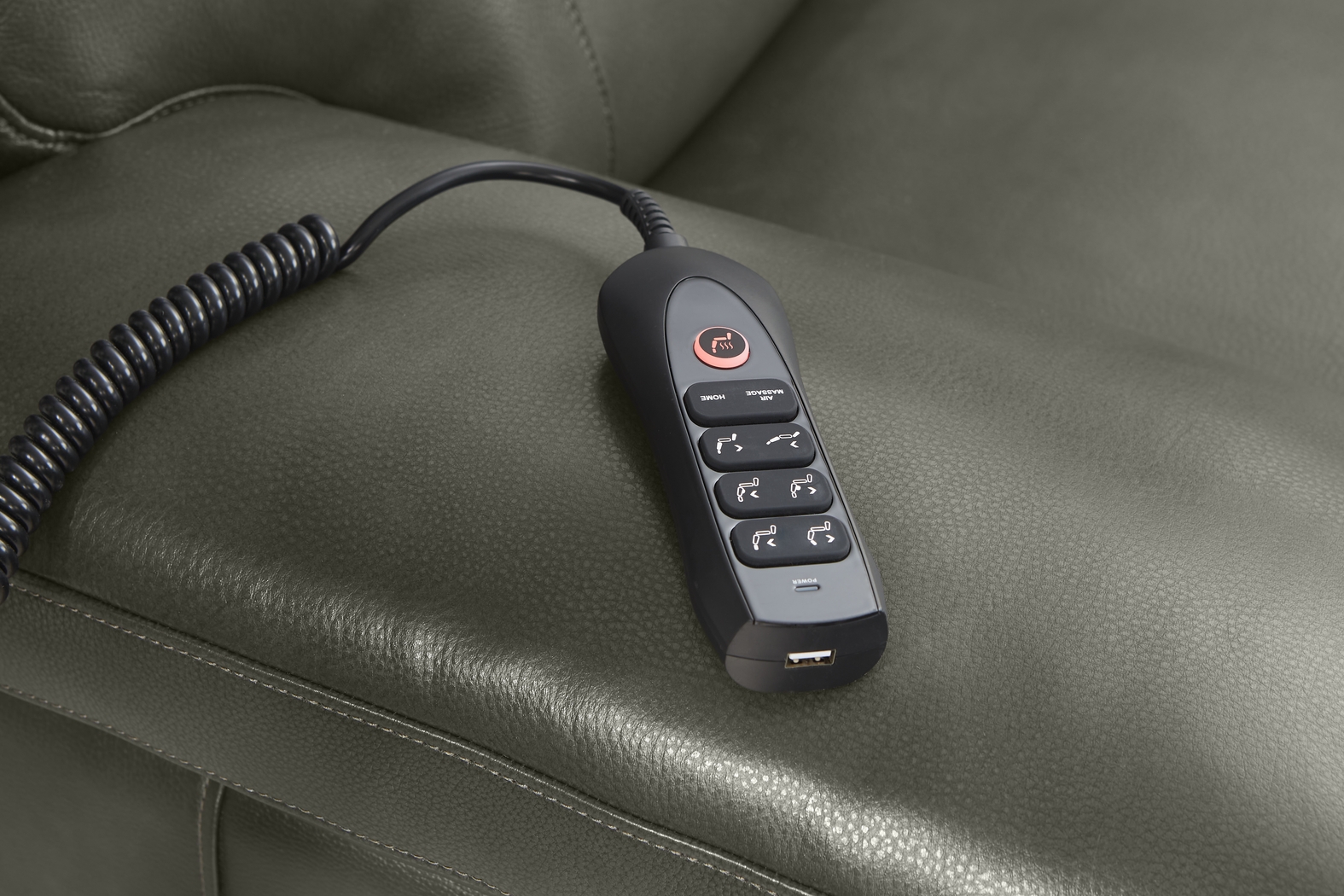 Barolo Gray Leather 8 Pc Triple Power Reclining Living Room with Massage and Heat - Thumbnail - Image 9