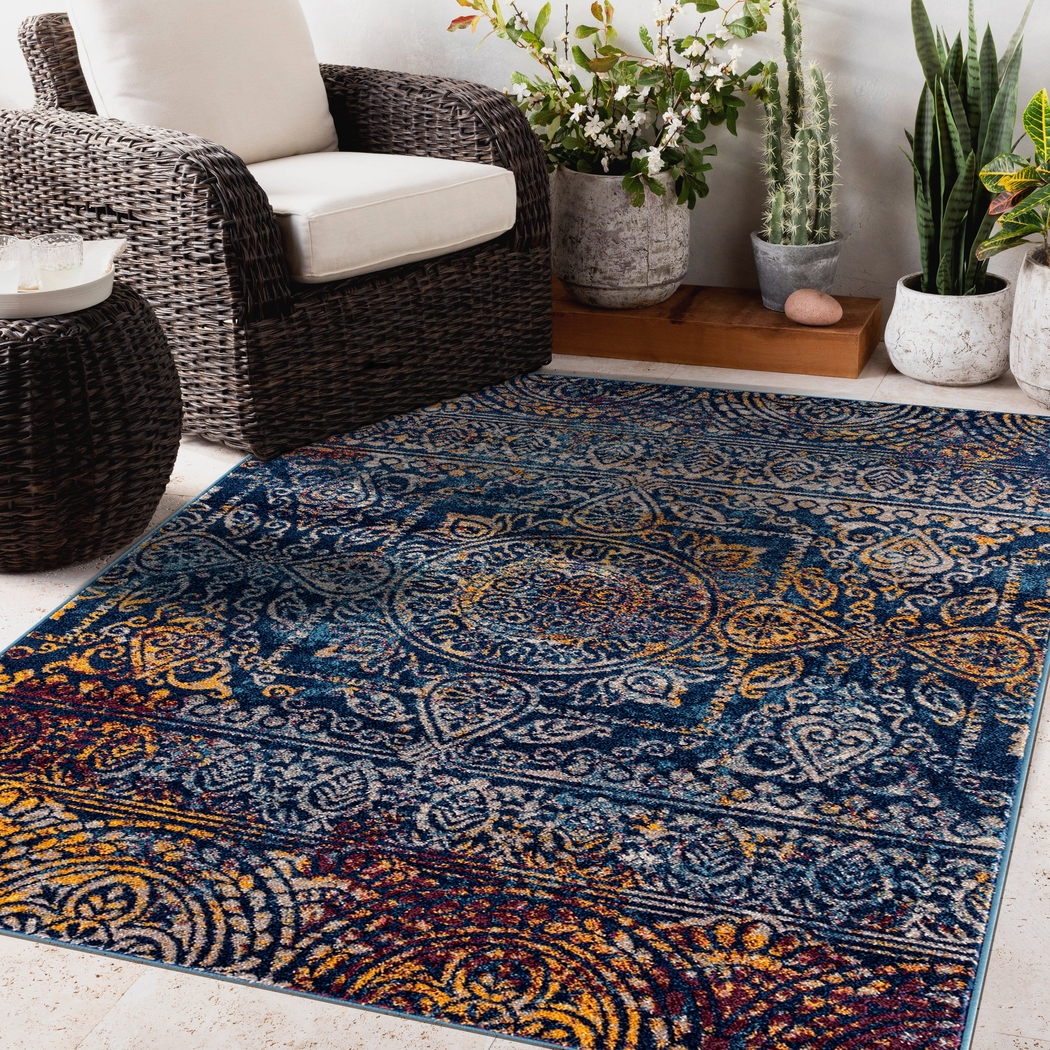 Baroux Navy/Multi 5'3 x 7'6 Rug - Thumbnail - Image 2