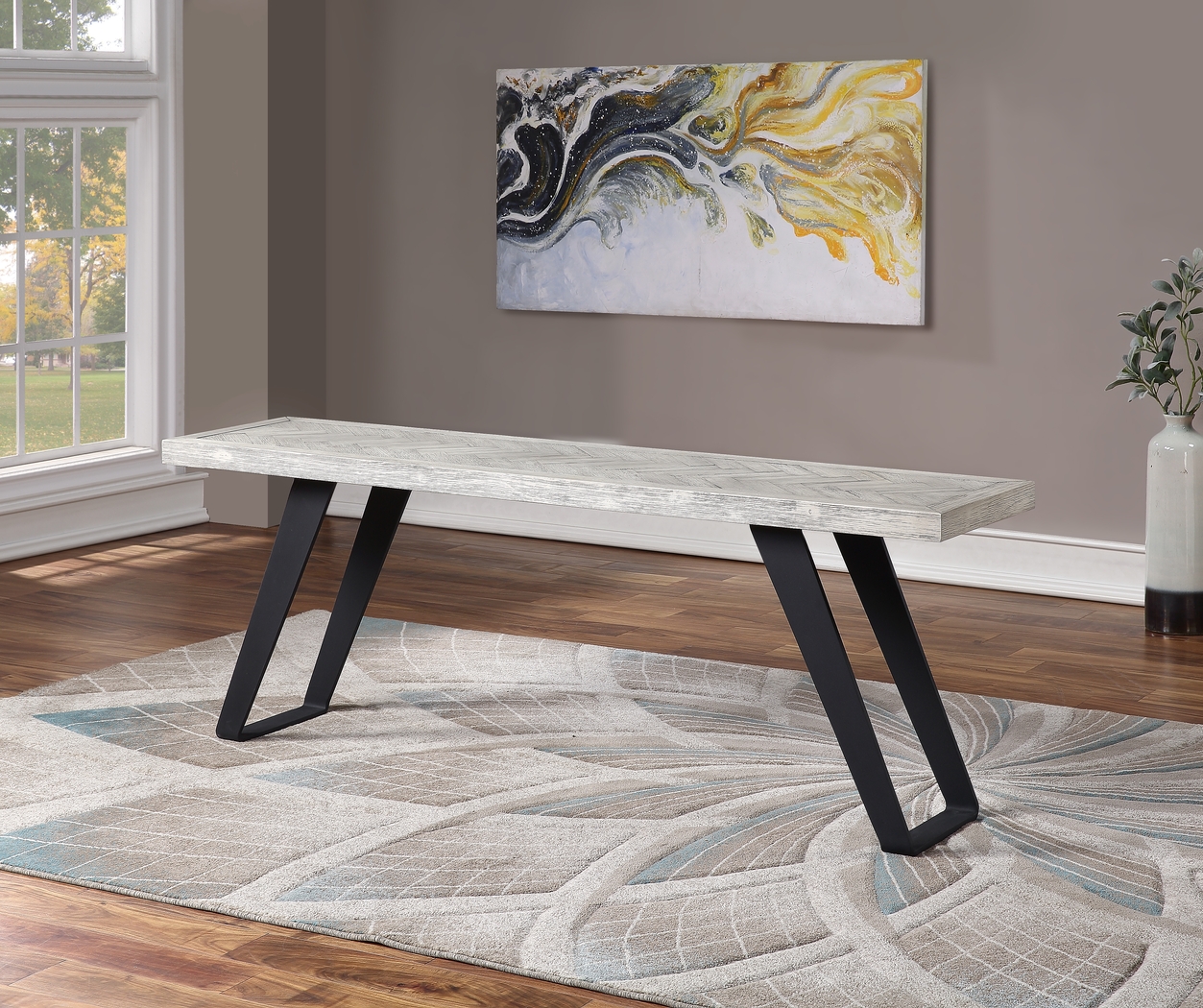 Barremore White Counter Height Bench - Thumbnail - Image 4