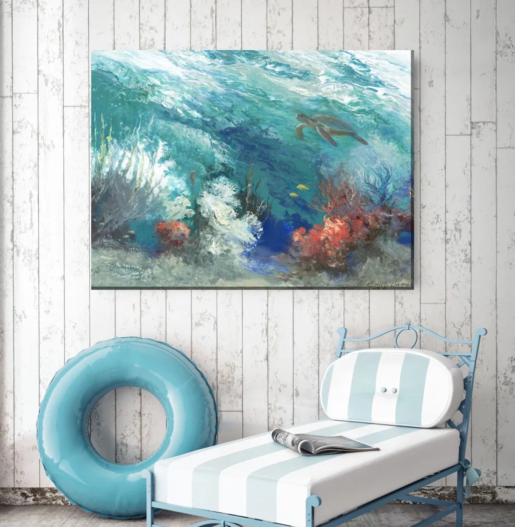 Barrier Reef Turquoise Indoor/Outdoor Wall Art - Thumbnail - Image 2