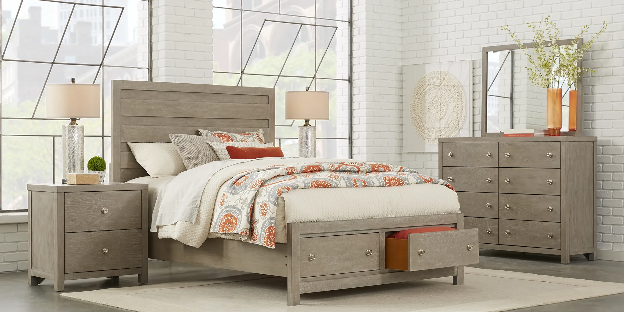 Barringer Place Gray 5 Pc King Panel Bedroom with Storage - Thumbnail - Image 2