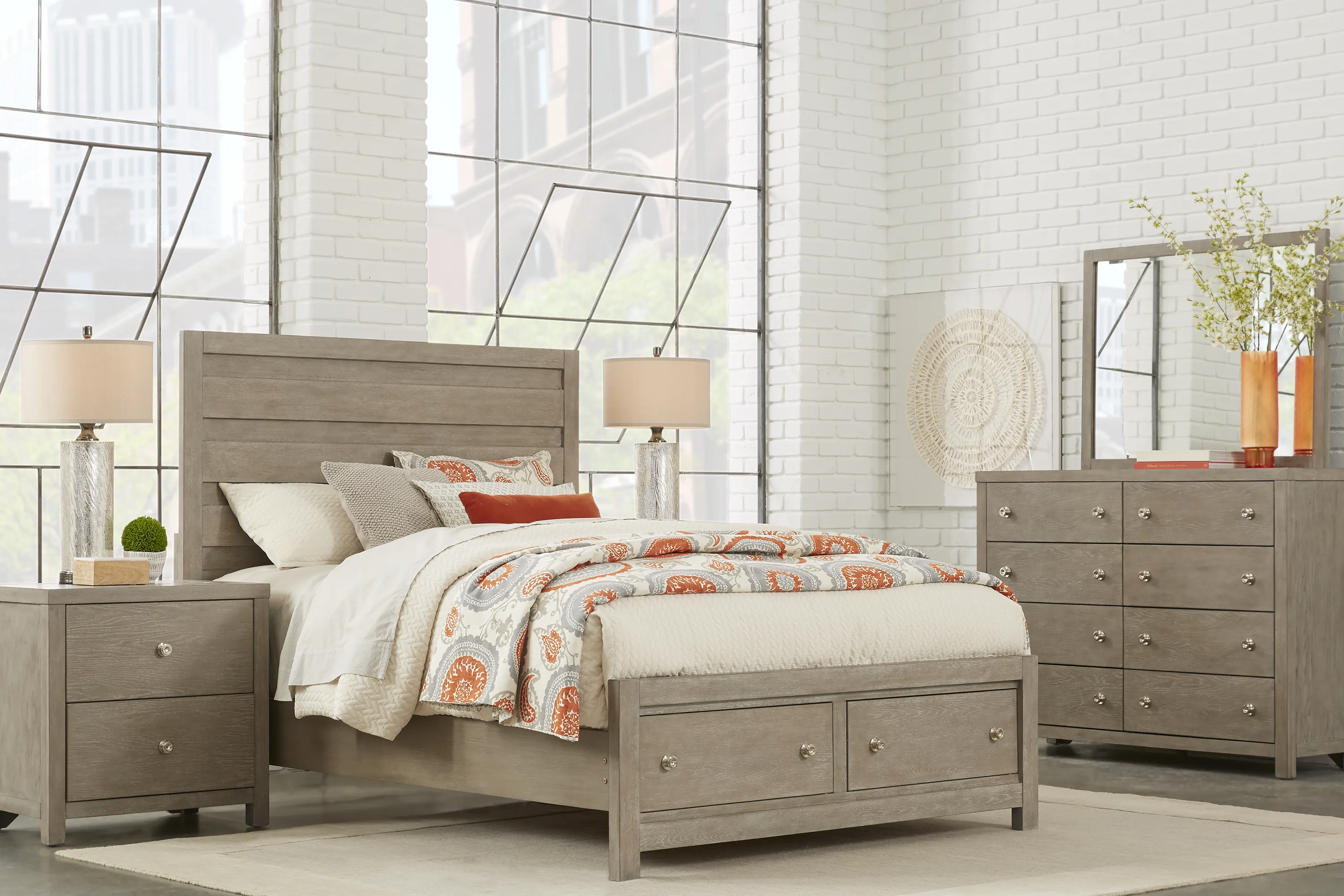 Barringer Place Gray 5 Pc King Panel Bedroom with Storage - Thumbnail - Image 1