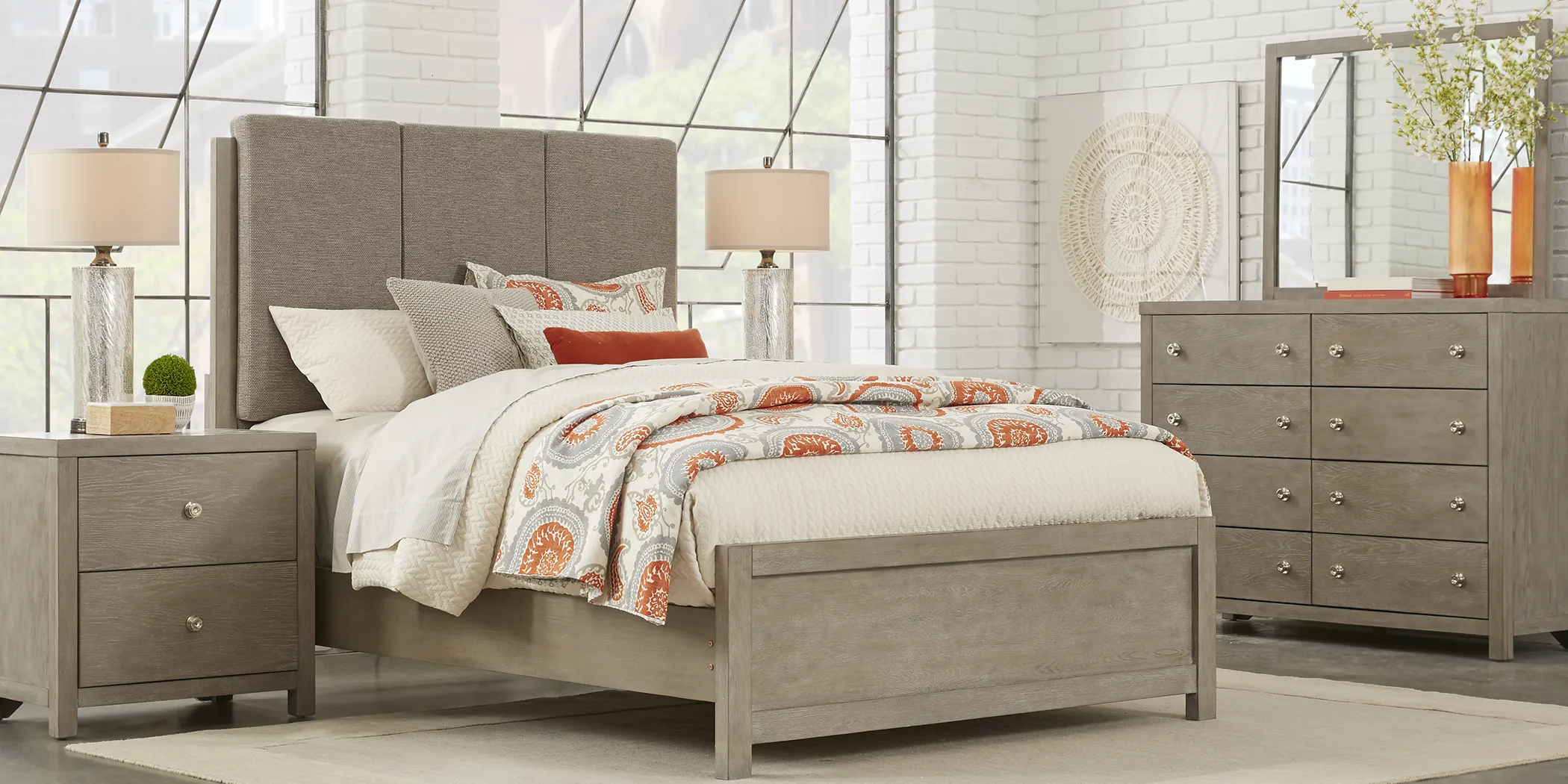 Barringer Place Gray 6 Pc King Upholstered Bedroom - Thumbnail - Image 1