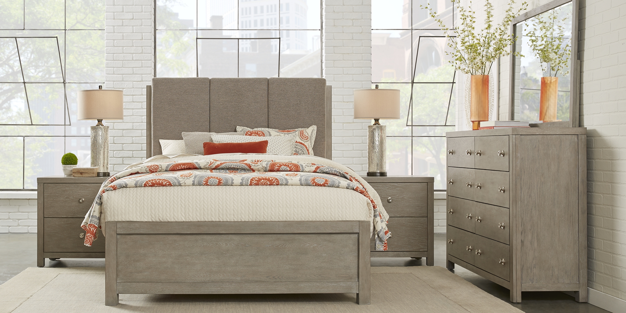 Barringer Place Gray 7 Pc King Panel Bedroom - Thumbnail - Image 2