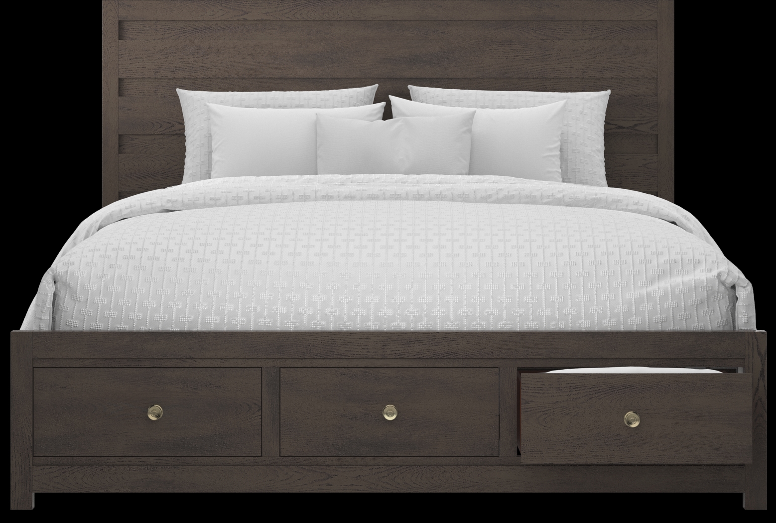 Barringer Place Merlot 3 Pc King Panel Bed with Storage - Thumbnail - Image 2