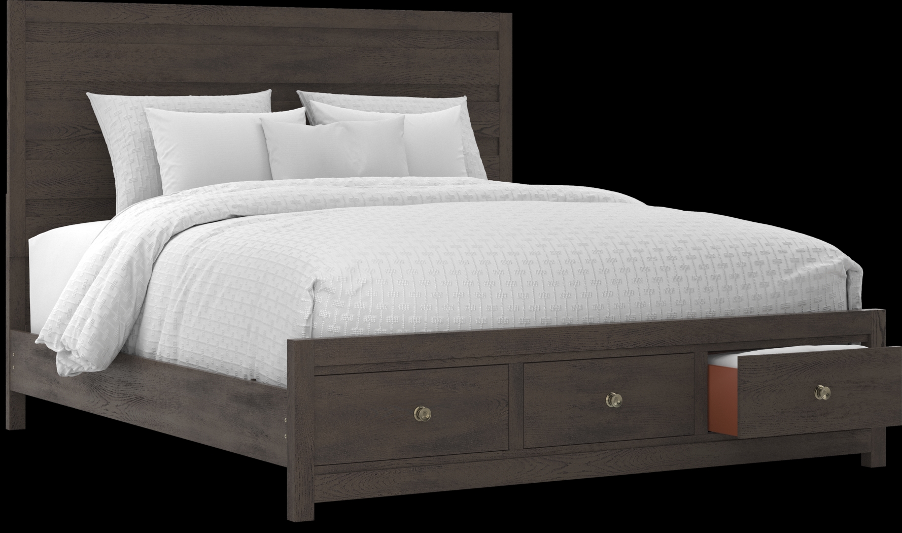 Barringer Place Merlot 3 Pc King Panel Bed with Storage - Thumbnail - Image 1