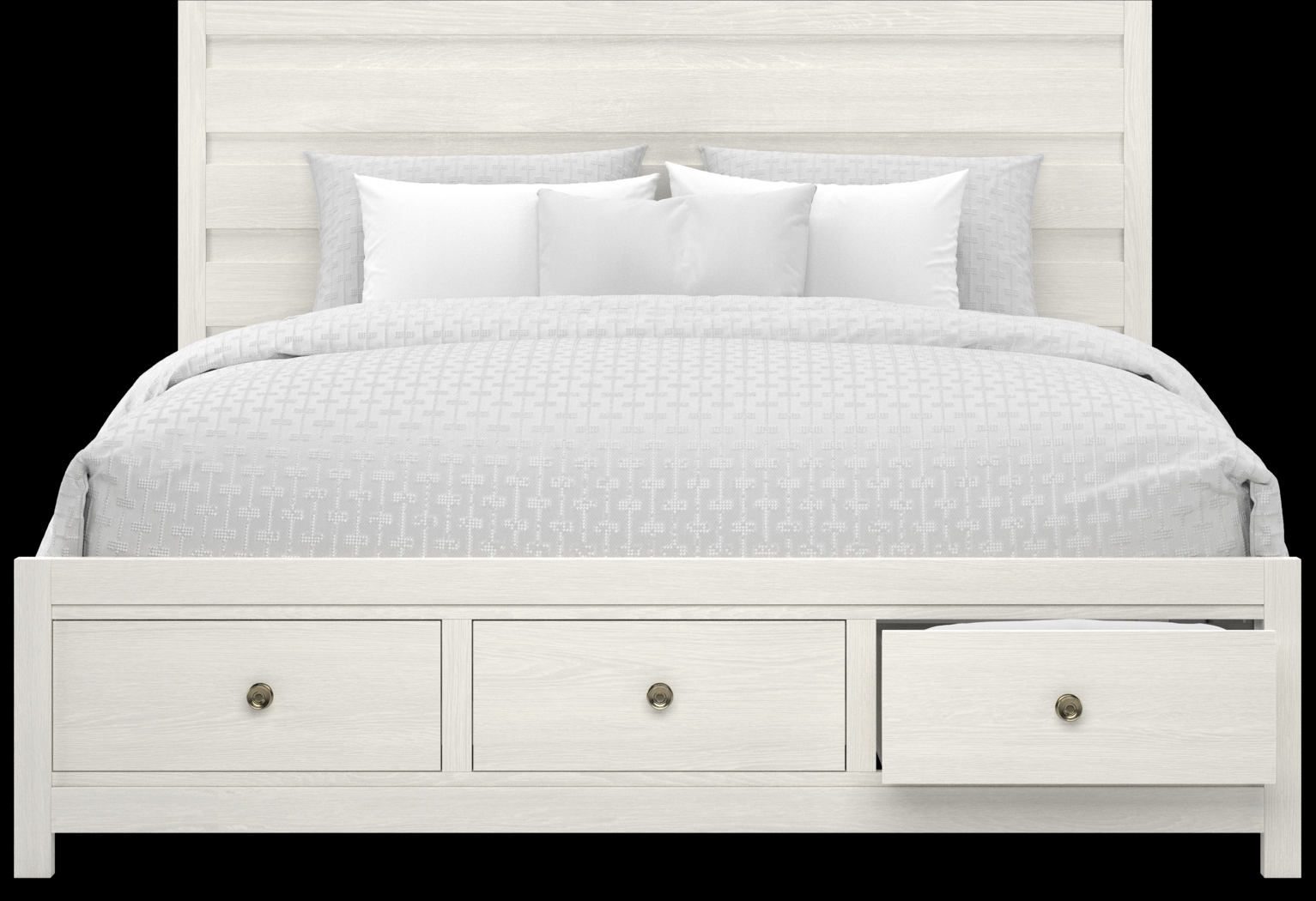 Barringer Place White 7 Pc King Panel Bedroom with Storage - Thumbnail - Image 3