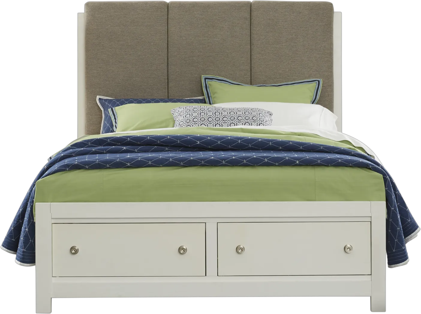 Barringer Place White 4 Pc King Upholstered Bed with Storage - Thumbnail - Image 1