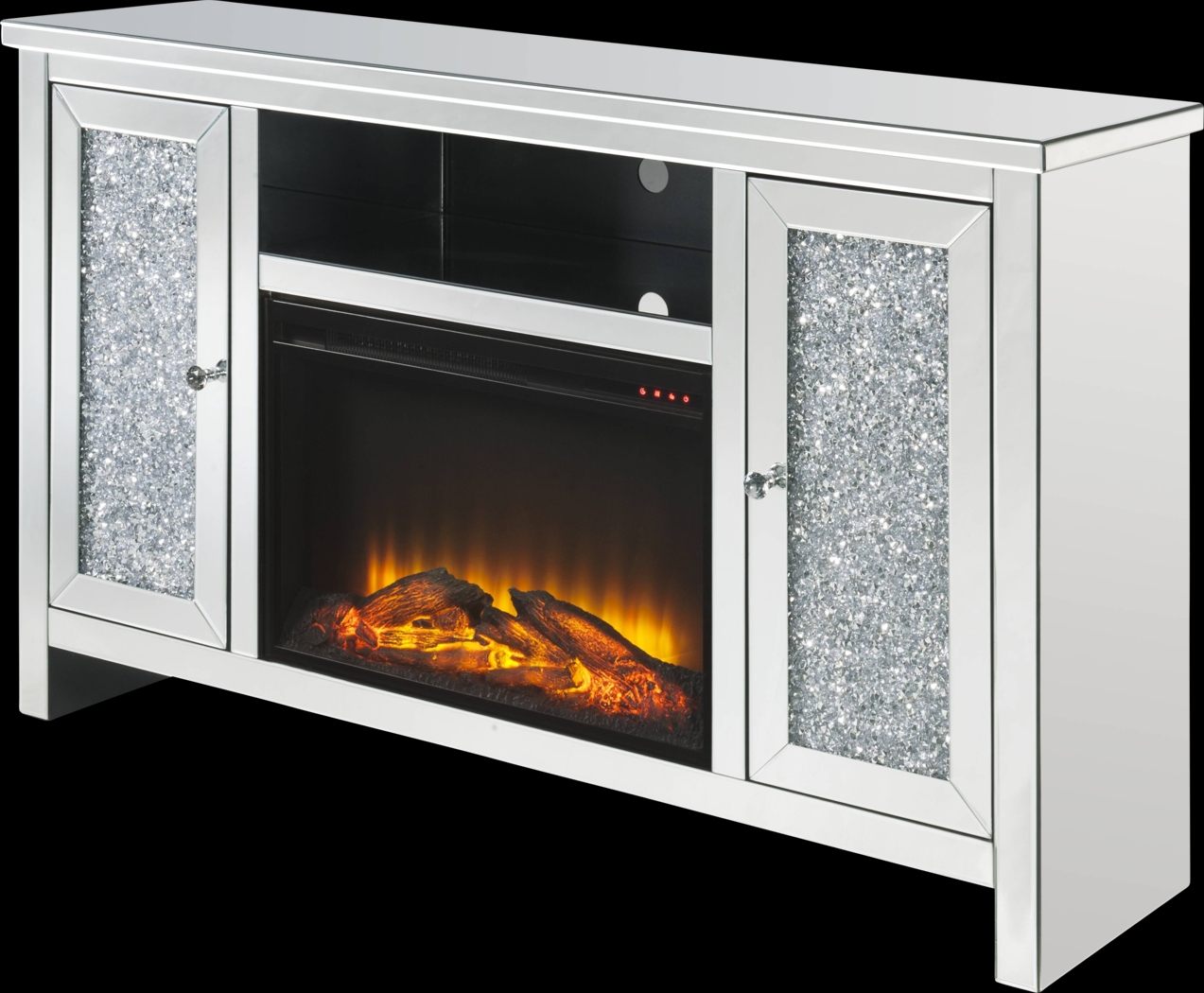 Barrowdale Silver 59 in. Console, With Electric Fireplace - Thumbnail - Image 1