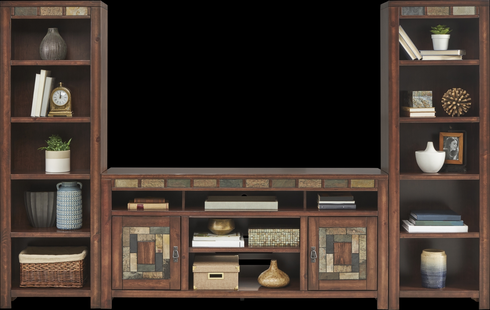 Bartlett II Cherry 3 Pc Wall Unit with 67 in. Console - Thumbnail - Image 2