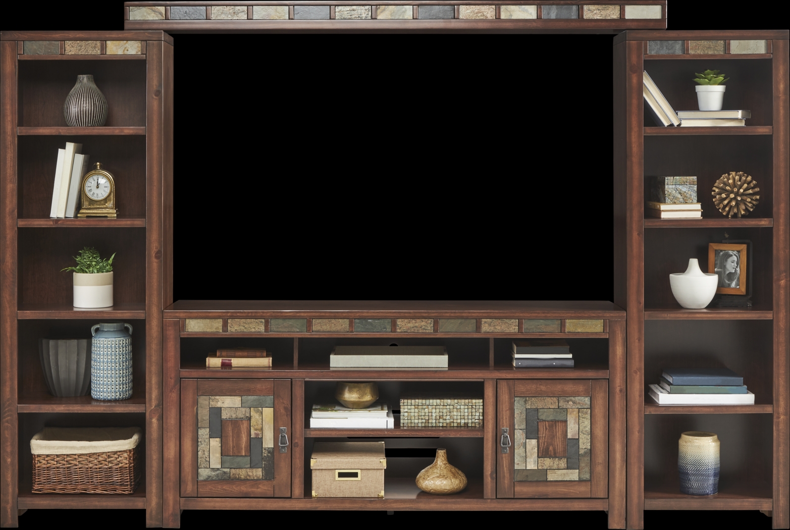 Bartlett II Cherry 4 Pc Wall Unit with 67 in. Console - Thumbnail - Image 2