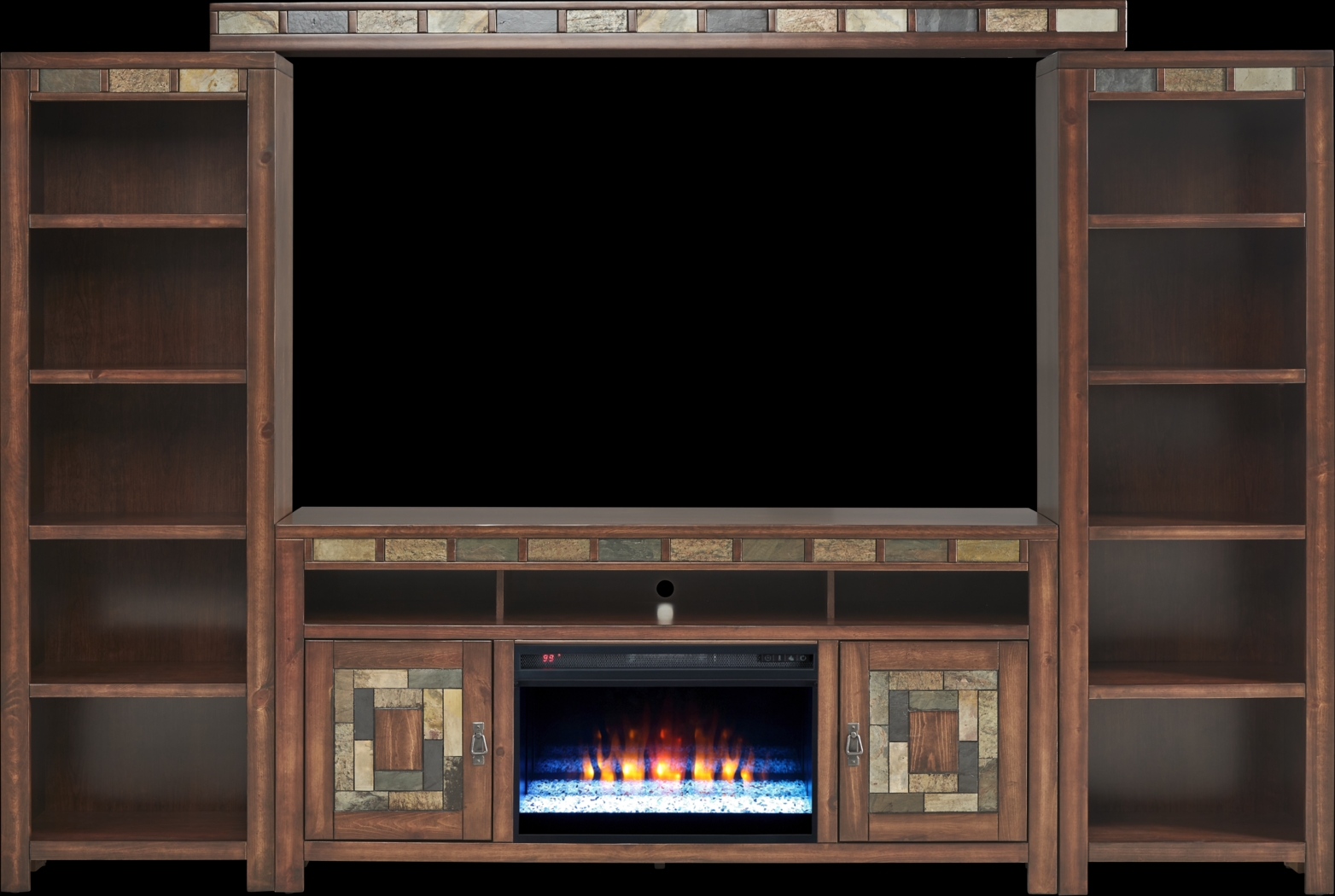 Bartlett II Cherry 5 Pc Wall Unit with 67 in. Console and Electric Fireplace - Thumbnail - Image 1