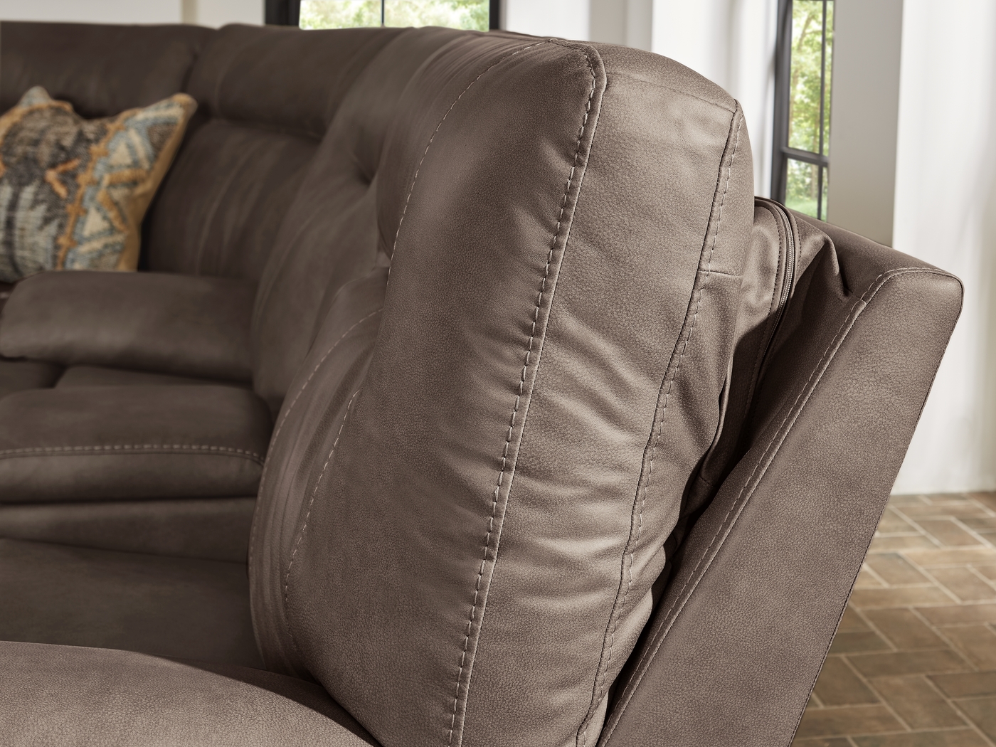 Barton Brown 7 Pc Dual Power Reclining Sectional Living Room - Thumbnail - Image 9