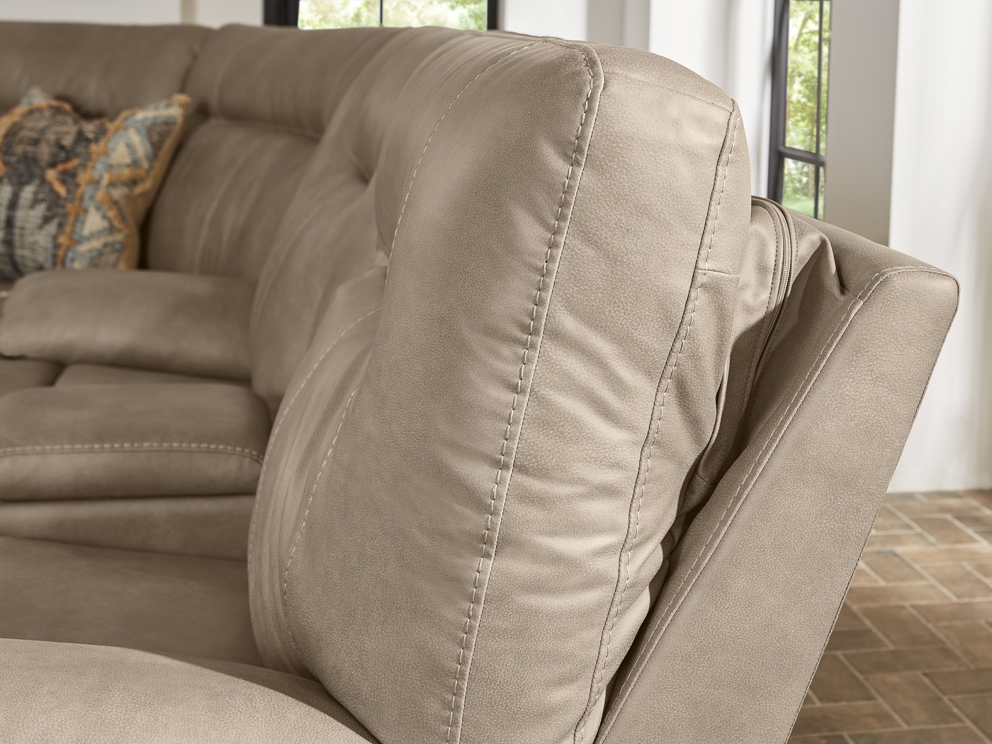 Barton Taupe 7 Pc Dual Power Reclining Sectional Living Room - Thumbnail - Image 10