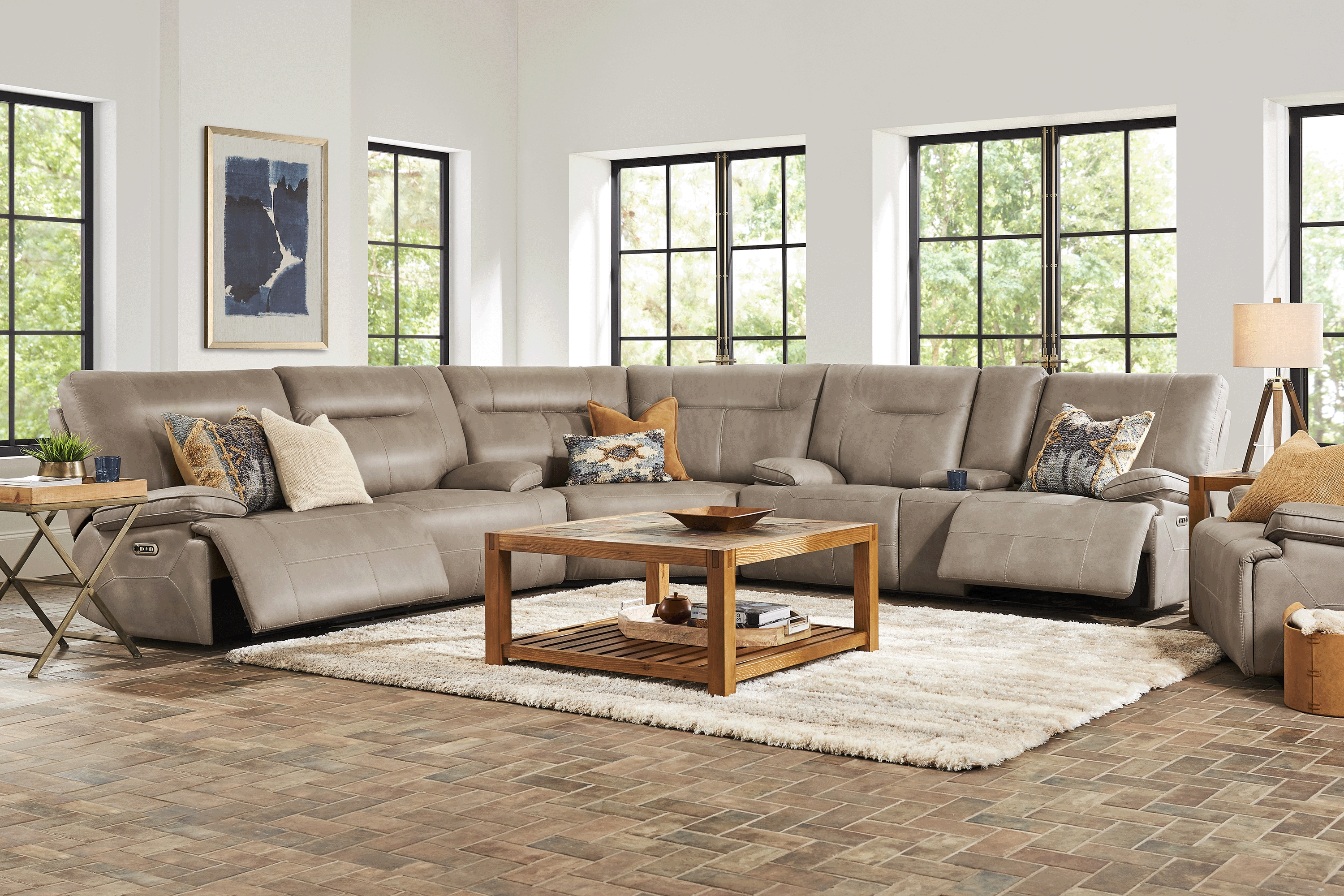 Barton Taupe 3 Pc Dual Power Reclining Sectional - Thumbnail - Image 2